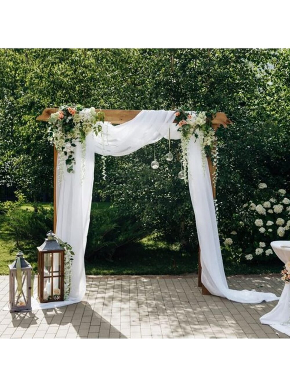 Elegant White Tulle Draping Fabric for Wedding Arch, 63"x32ft Sheer Backdrop